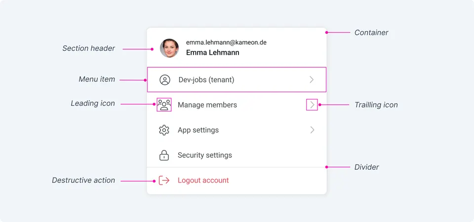 Action menu