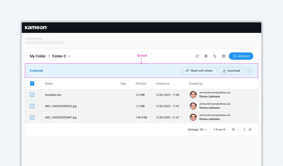 Bulk actions