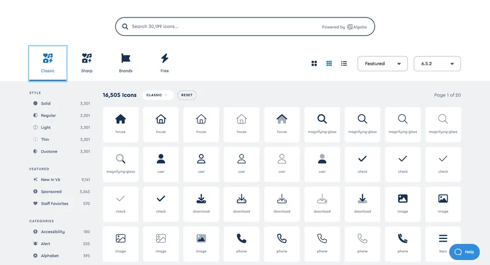 The icon library in Figma