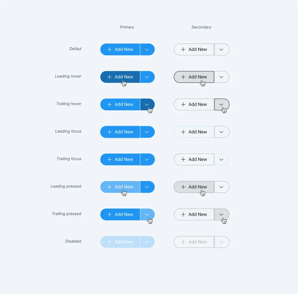 Split button states
