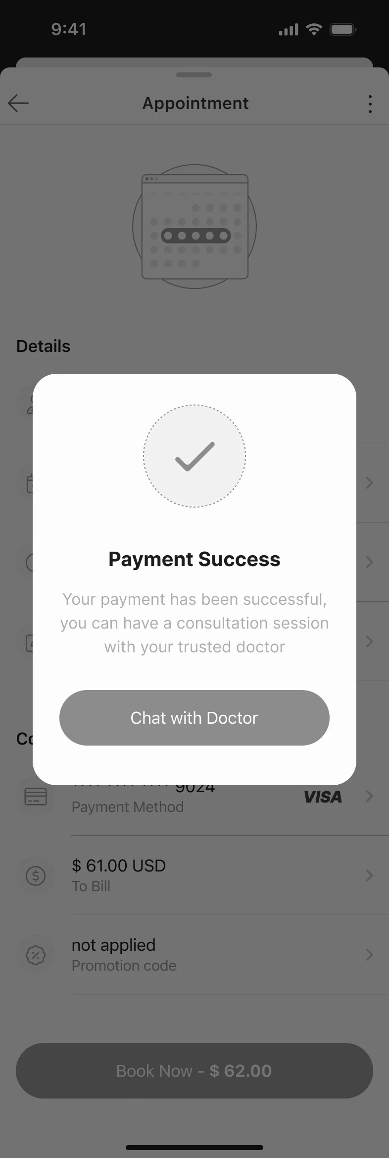 Payment success, greyscale